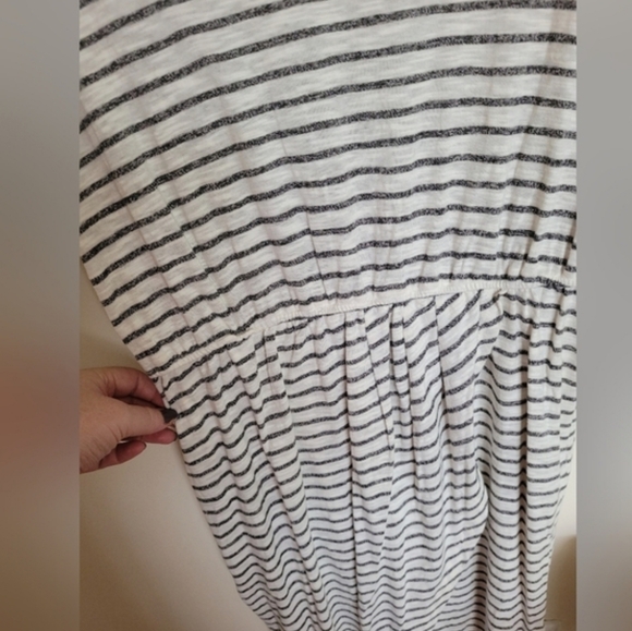 Listicle Terry Keyhole Lounge Dress In Gray White Stripes Size Large - Picture 6 of 12